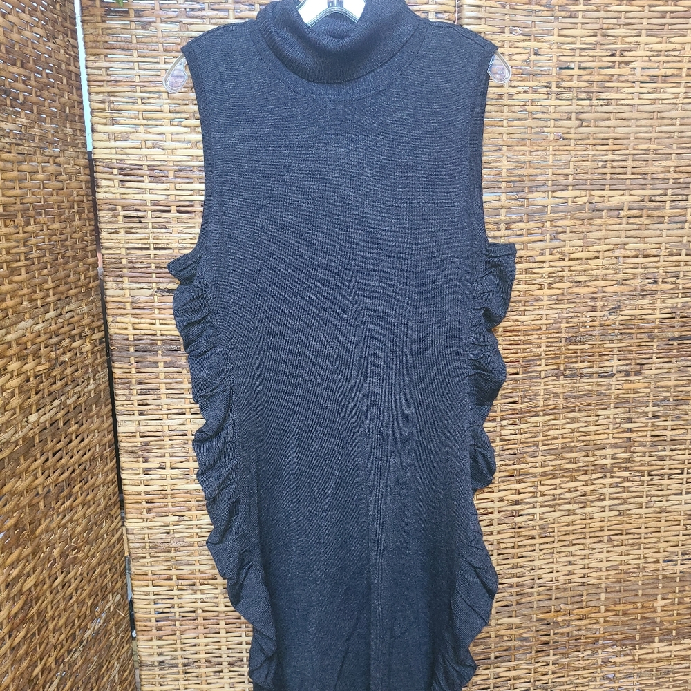 Calvin Klein Sweater Dress sz XL Sleeveless Turtleneck Gathered Sides